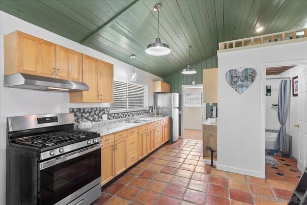 Interior, Kitchen, Pendant Lights, Stainless Steel Appliances, Wooden Ceilings