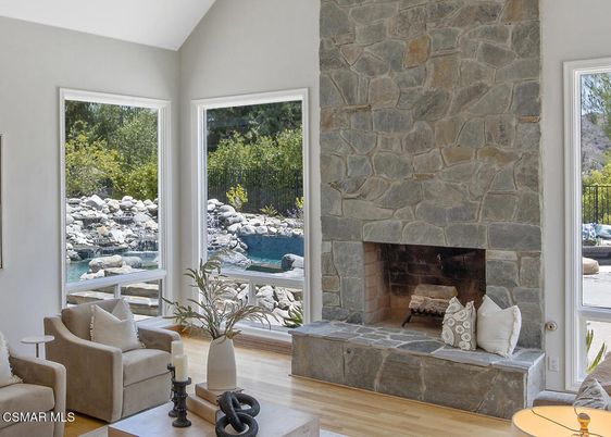 Fireplace, Interior, Stone Walls, Wood Texture Flooring