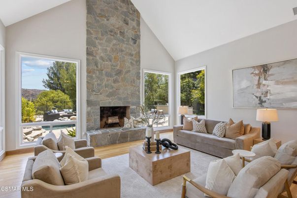 Fireplace, Interior, Living room, Stone Walls, Wood Texture Flooring