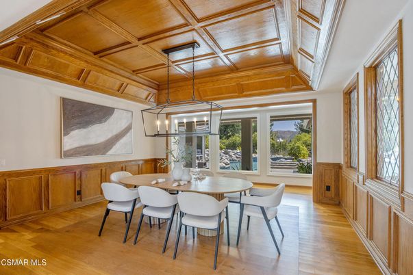 Dining room, Interior, Pendant Lights, Wooden Ceilings, Wood Texture Flooring