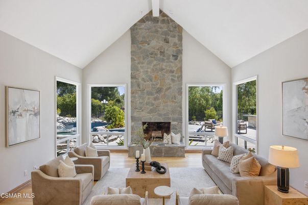 Fireplace, Interior, Living room, Stone Walls, Wood Texture Flooring