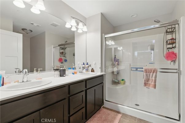 Bathroom, Dual Sink Vanities, Glass Shower, Interior
