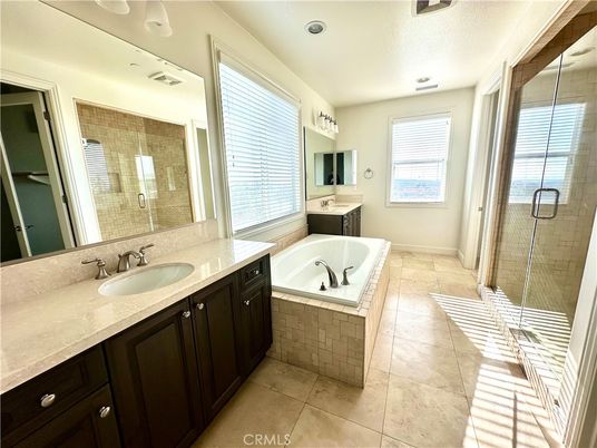 Bathroom, Dual Sink Vanities, Glass Shower, Interior, Recessed Lighting