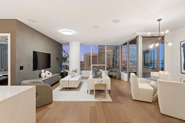 Interior, Living room, Pendant Lights, Recessed Lighting, Wood Texture Flooring