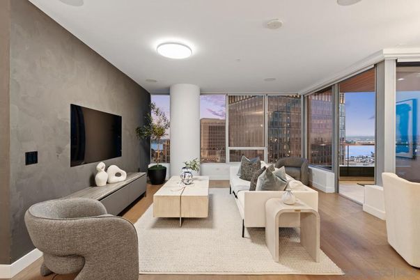 Interior, Living room, Recessed Lighting, Water, Wood Texture Flooring