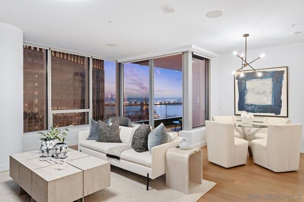 Dining room, Interior, Living room, Pendant Lights, Water, Wood Texture Flooring