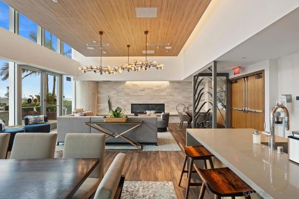 Dining room, Fireplace, Interior, Living room, Pendant Lights, Stone Walls, Wooden Ceilings, Wood Texture Flooring