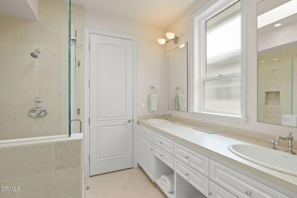 Bathroom, Dual Sink Vanities, Glass Shower, Interior, Recessed Lighting