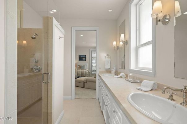 Bathroom, Dual Sink Vanities, Glass Shower, Interior, Recessed Lighting