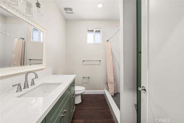 Bathroom, Interior, Recessed Lighting, Wood Texture Flooring