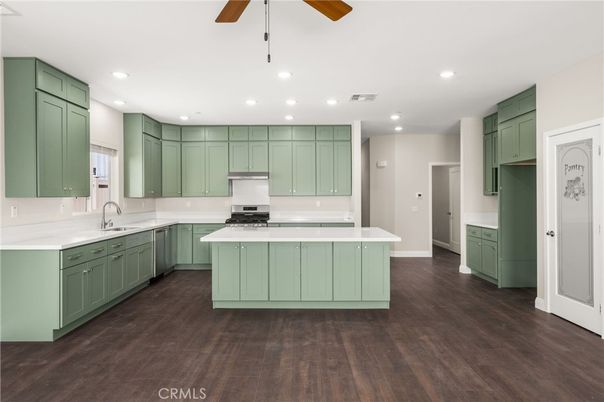Interior, Kitchen, Recessed Lighting, Wood Texture Flooring