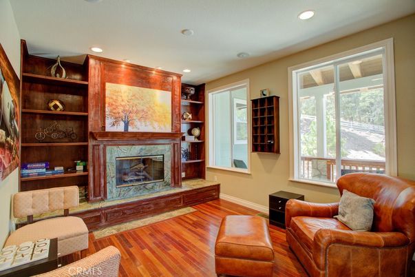 Fireplace, Interior, Recessed Lighting, Wood Texture Flooring