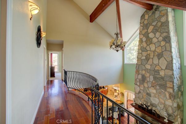 Chandelier, Interior, Stone Walls, Wooden Beams, Wood Texture Flooring