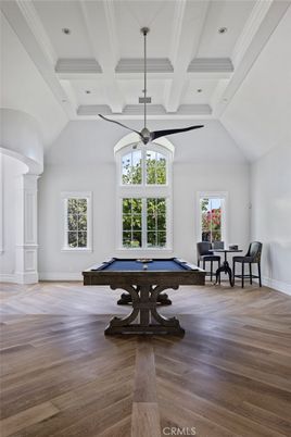 Billiard Table, Game Room, Interior, Recessed Lighting, Wood Texture Flooring