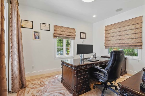 Home Office, Interior, Recessed Lighting, Wood Texture Flooring