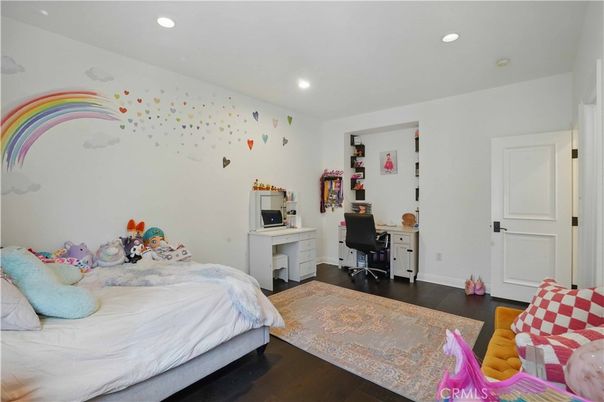 Bedroom, Home Office, Interior, Recessed Lighting, Wood Texture Flooring
