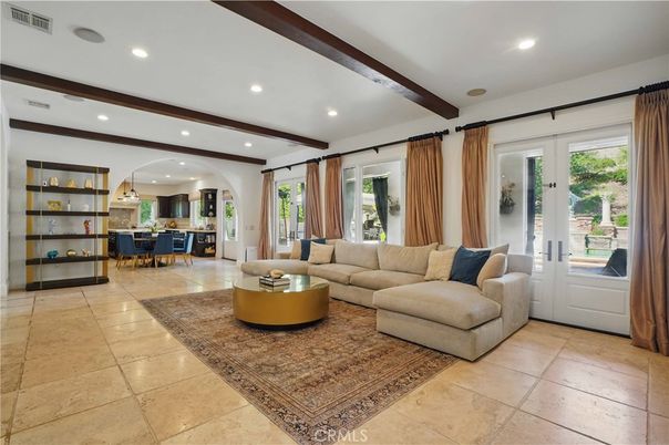 Dining room, Interior, Kitchen, Living room, Pendant Lights, Recessed Lighting, Wooden Beams