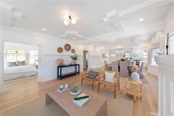 Bedroom, Dining room, Fireplace, Interior, Living room, Recessed Lighting, Wood Texture Flooring