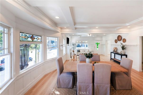 Dining room, Interior, Recessed Lighting, Wood Texture Flooring