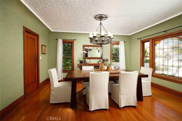 Chandelier, Dining room, Interior, Wood Texture Flooring