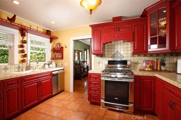 Interior, Kitchen, Recessed Lighting, Stainless Steel Appliances, Tile Countertops