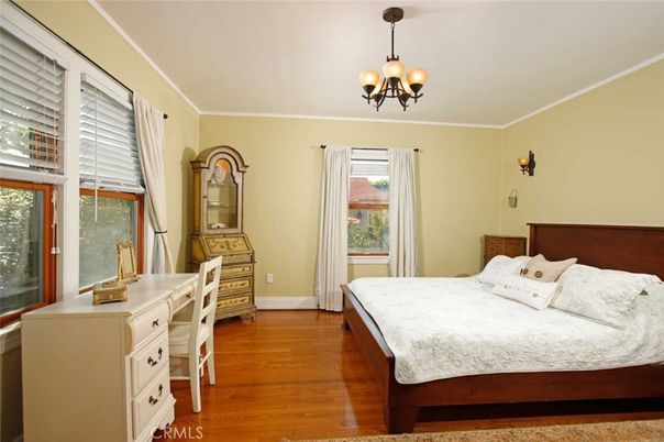 Bedroom, Chandelier, Interior, Wood Texture Flooring