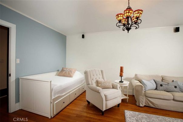Bedroom, Chandelier, Interior, Wood Texture Flooring