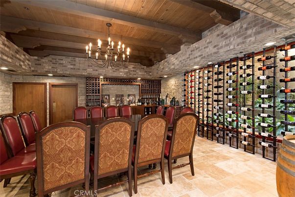 Chandelier, Interior, Stone Walls, Wine Storage, Wooden Beams, Wooden Ceilings
