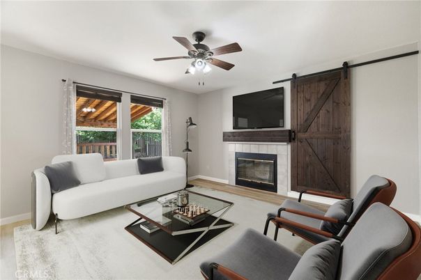 Empty room, Interior, Kitchen, Recessed Lighting, Stainless Steel Appliances, Wood Texture Flooring
