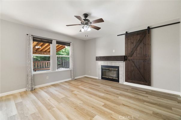 Empty room, Interior, Kitchen, Recessed Lighting, Wood Texture Flooring