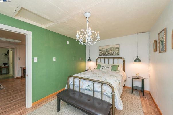 Bedroom, Chandelier, Interior, Wood Texture Flooring