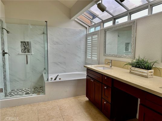 Bathroom, Dual Sink Vanities, Glass Ceilings, Glass Shower, Interior, Marble Walls