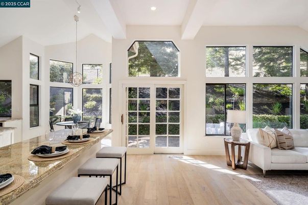 Dining room, Interior, Pendant Lights, Recessed Lighting, Wood Texture Flooring