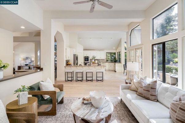 Interior, Kitchen, Living room, Recessed Lighting, Stainless Steel Appliances, Wood Texture Flooring