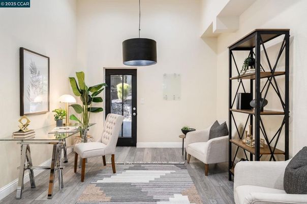 Home Office, Interior, Pendant Lights, Wood Texture Flooring