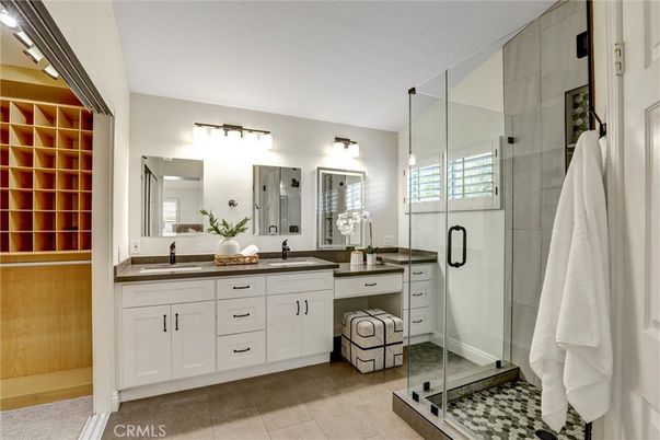 Bathroom, Dual Sink Vanities, Glass Shower, Interior