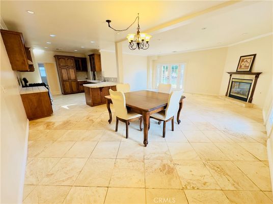 Chandelier, Dining room, Fireplace, Interior, Kitchen, Recessed Lighting