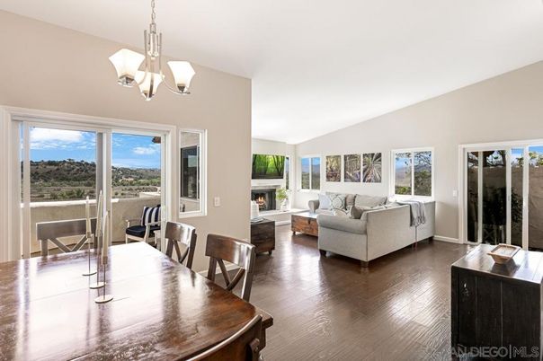 Chandelier, Dining room, Fireplace, Interior, Living room, Pendant Lights, Wood Texture Flooring