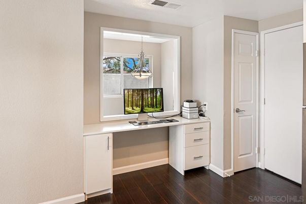 Home Office, Interior, Pendant Lights, Wood Texture Flooring
