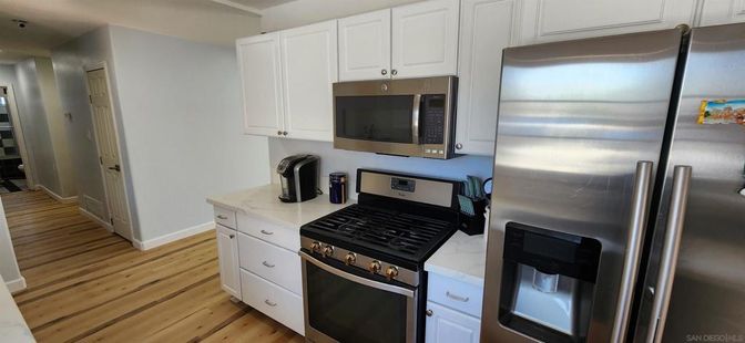 Interior, Kitchen, Stainless Steel Appliances, Wood Texture Flooring