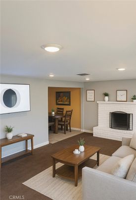 Dining room, Fireplace, Interior, Living room, Recessed Lighting