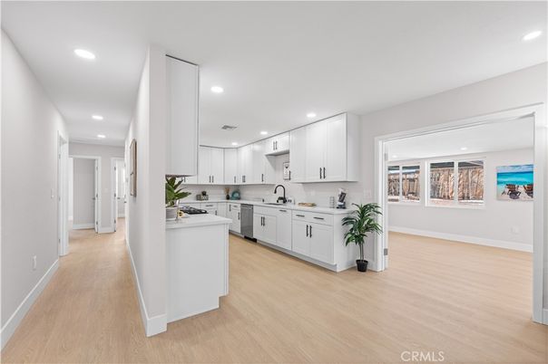 Interior, Kitchen, Recessed Lighting, Wood Texture Flooring