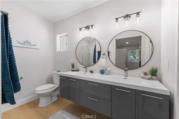 Bathroom, Dual Sink Vanities, Interior, Wood Texture Flooring