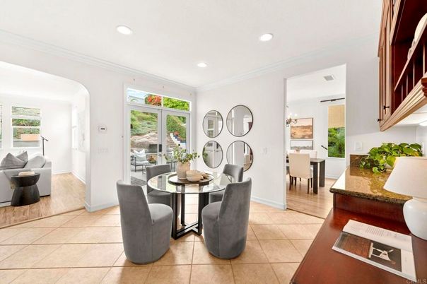 Dining room, Interior, Recessed Lighting, Wood Texture Flooring