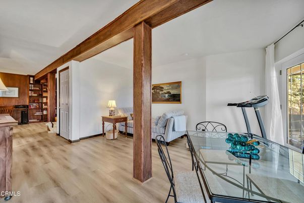 Dining room, Interior, Wooden Beams, Wood Texture Flooring