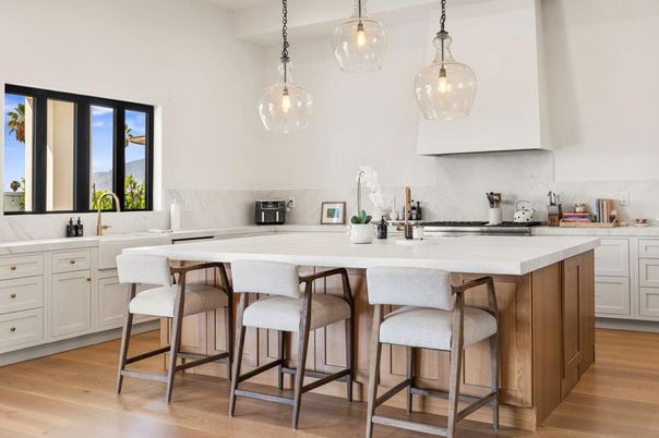 Interior, Kitchen, Pendant Lights, Wood Texture Flooring