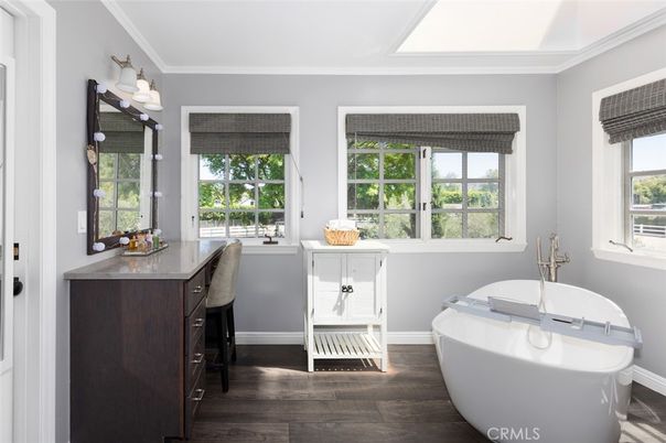 Bathroom, Free Standing Baths, Interior, Wood Texture Flooring
