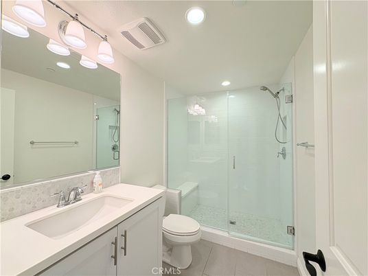 Bathroom, Glass Shower, Interior, Recessed Lighting