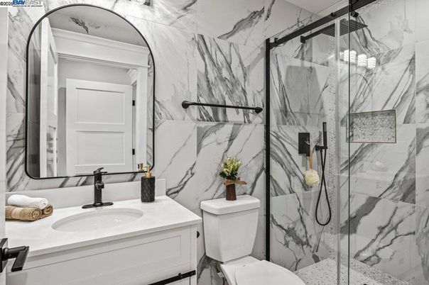 Bathroom, Glass Shower, Interior, Marble Walls