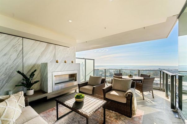 Fireplace, Interior, Living room, Marble Walls, Recessed Lighting, Water